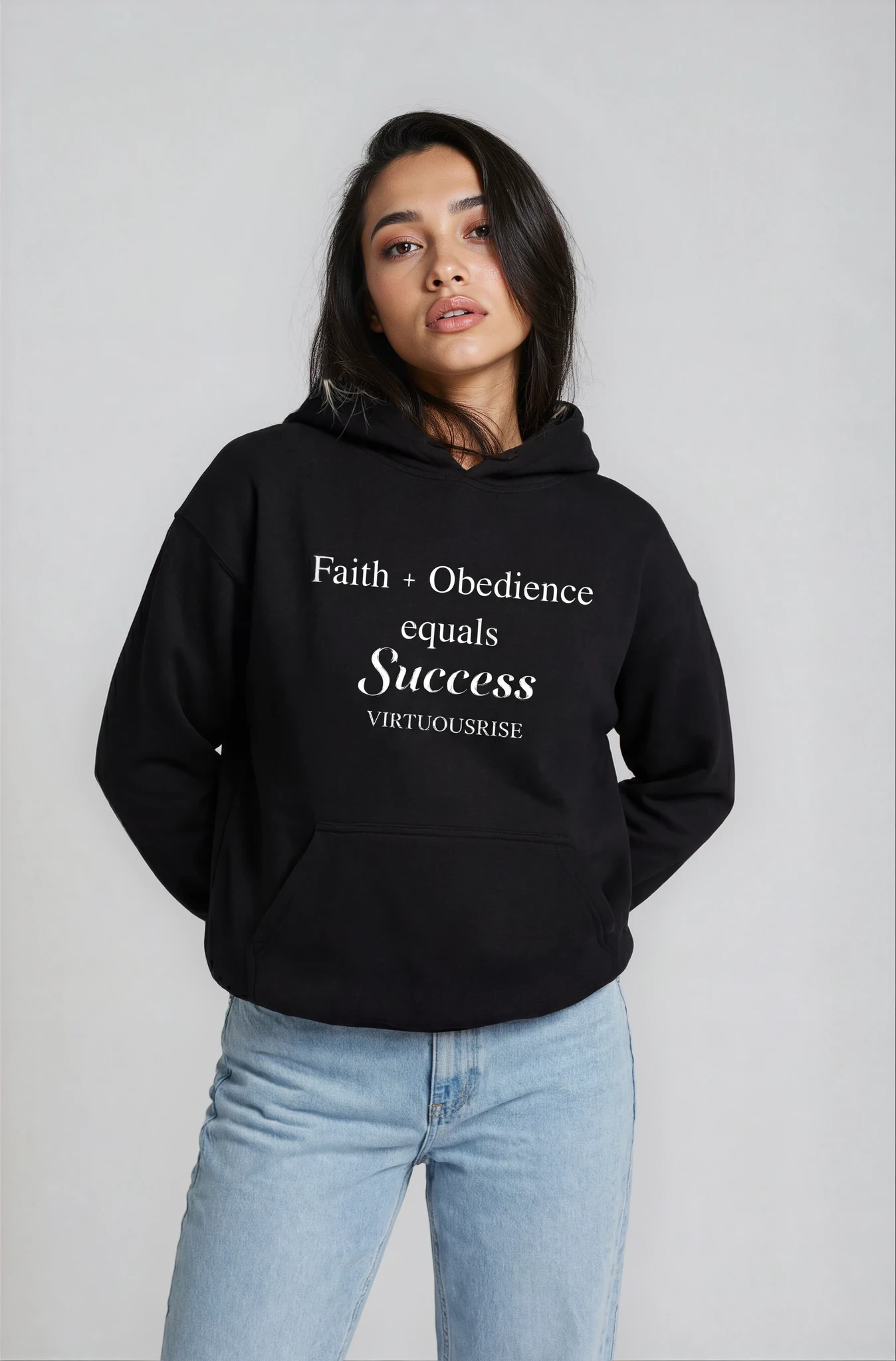 Faith Obedience Success motivational streetwear hoodie by VirtuousRise