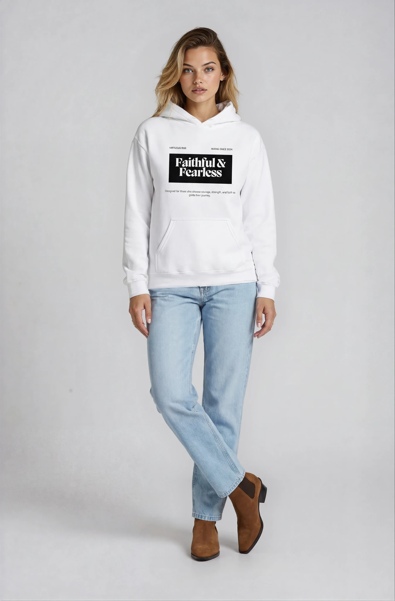Faithful and Fearless motivational streetwear hoodie by VirtuousRise