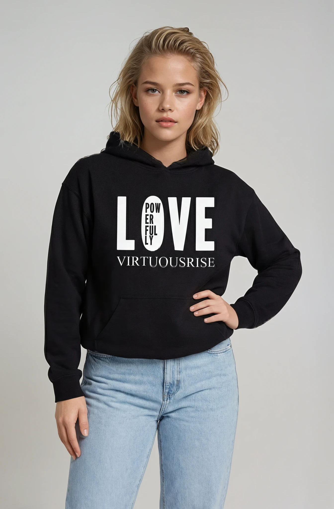 Love Powerfully motivational streetwear hoodie by VirtuousRise