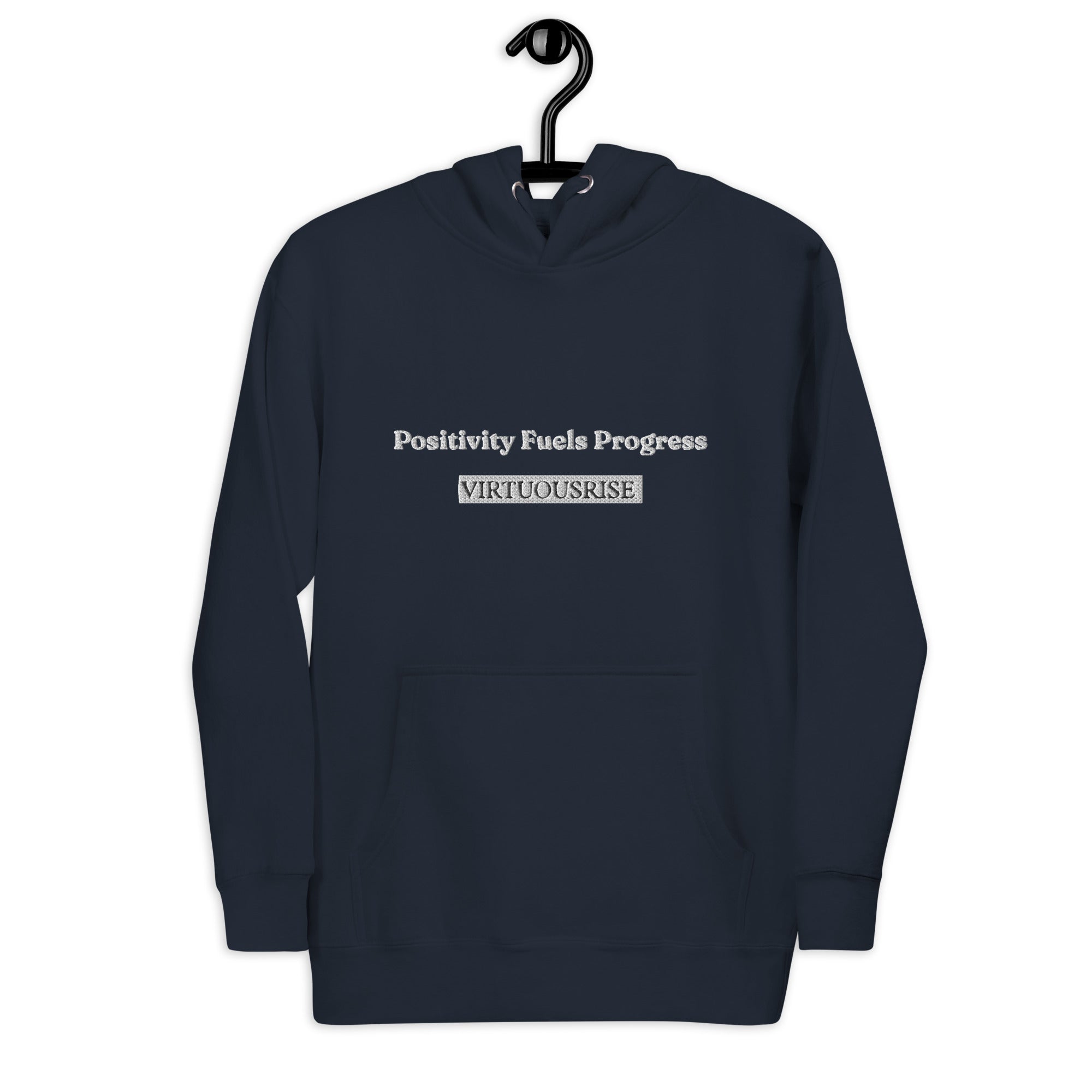 Motivational streetwear embroidered hoodie Positivity Fuels Progress VirtuousRise