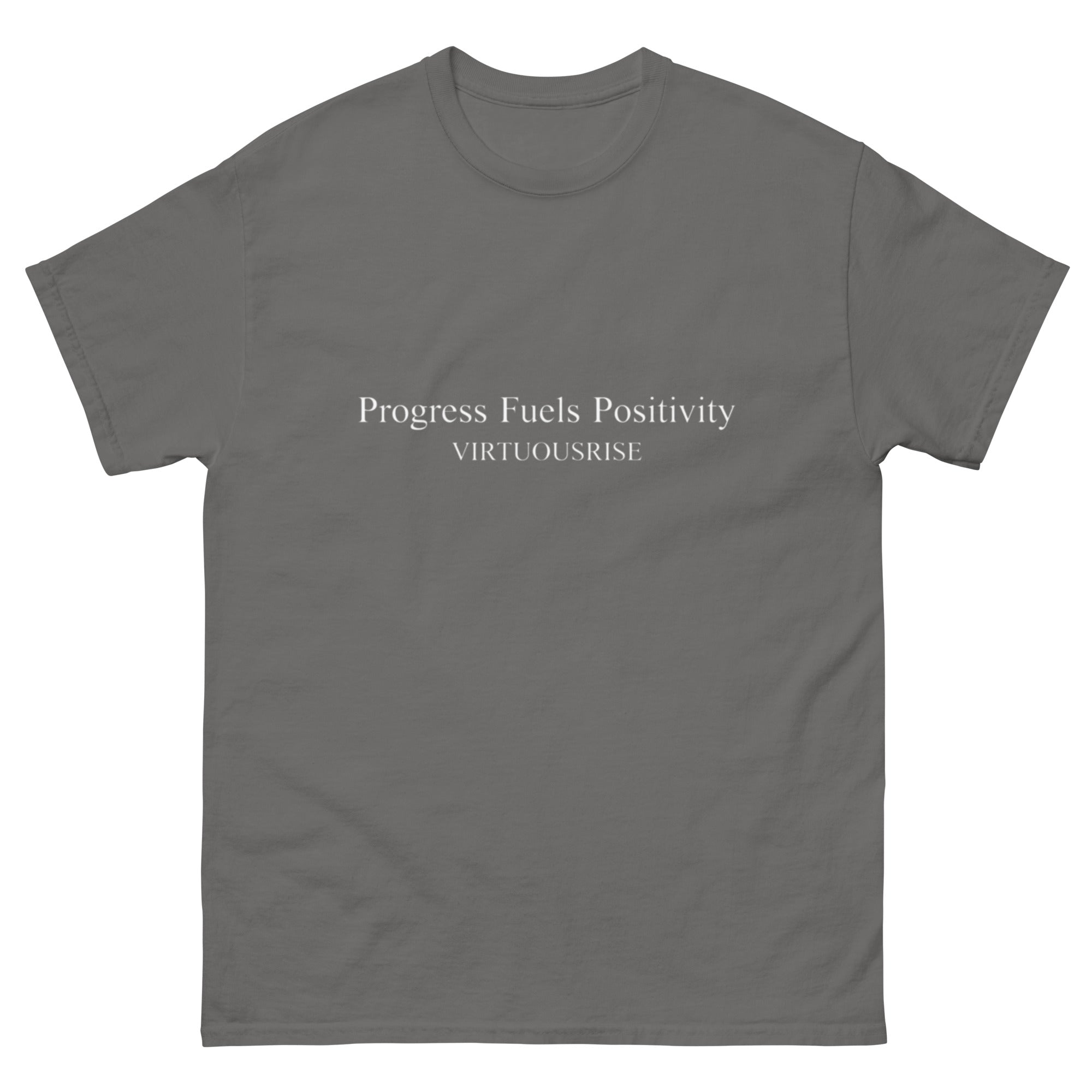 Motivational streetwear t-shirt Positivity Fuels Progress VirtuousRise