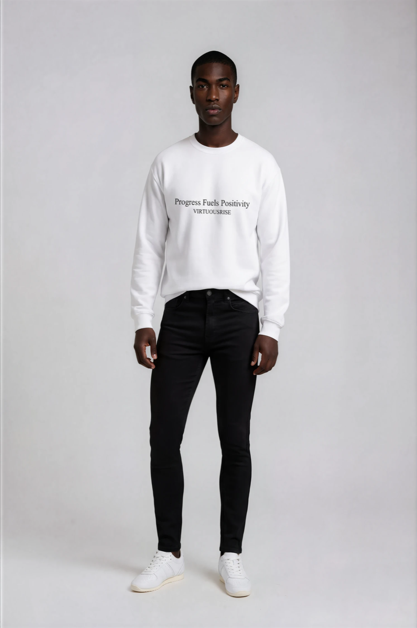 Positivity Fuels Progress motivational streetwear sweatshirt by VirtuousRise