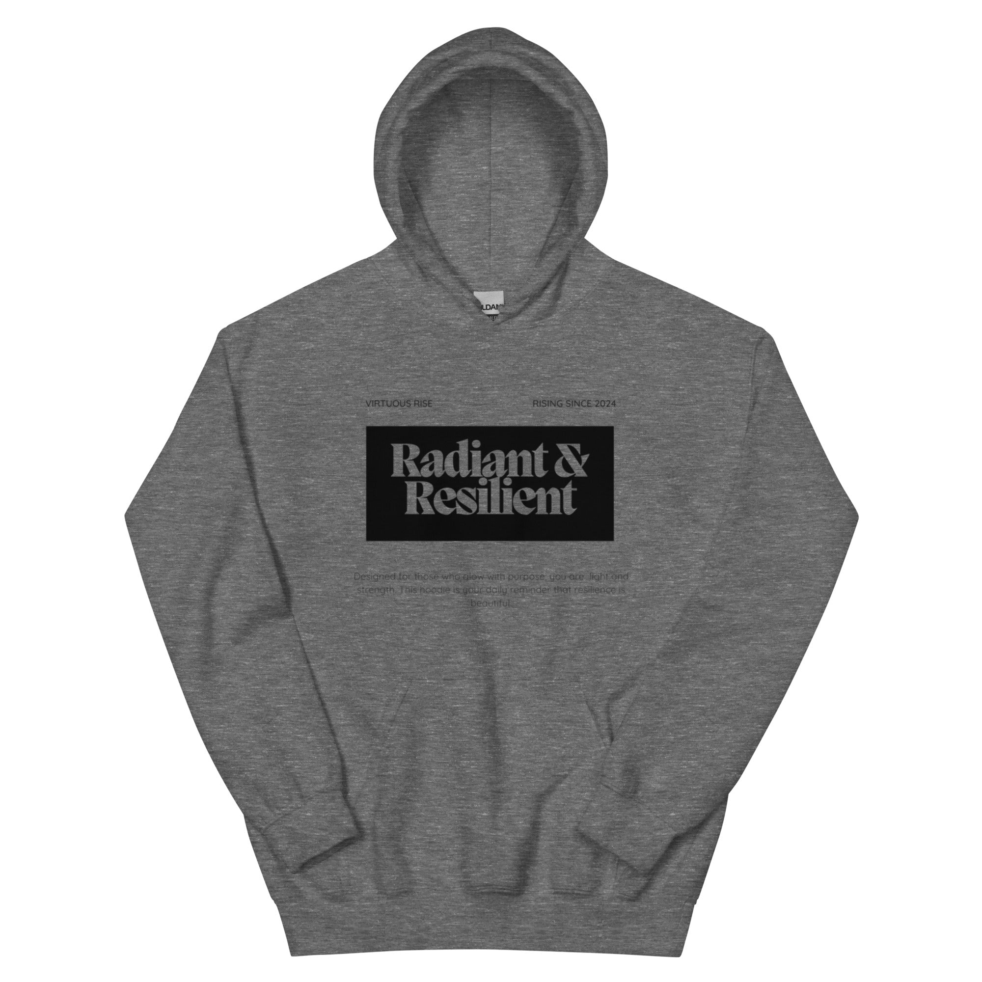 Premium Radiant and Resilient hoodie VirtuousRise motivational streetwear