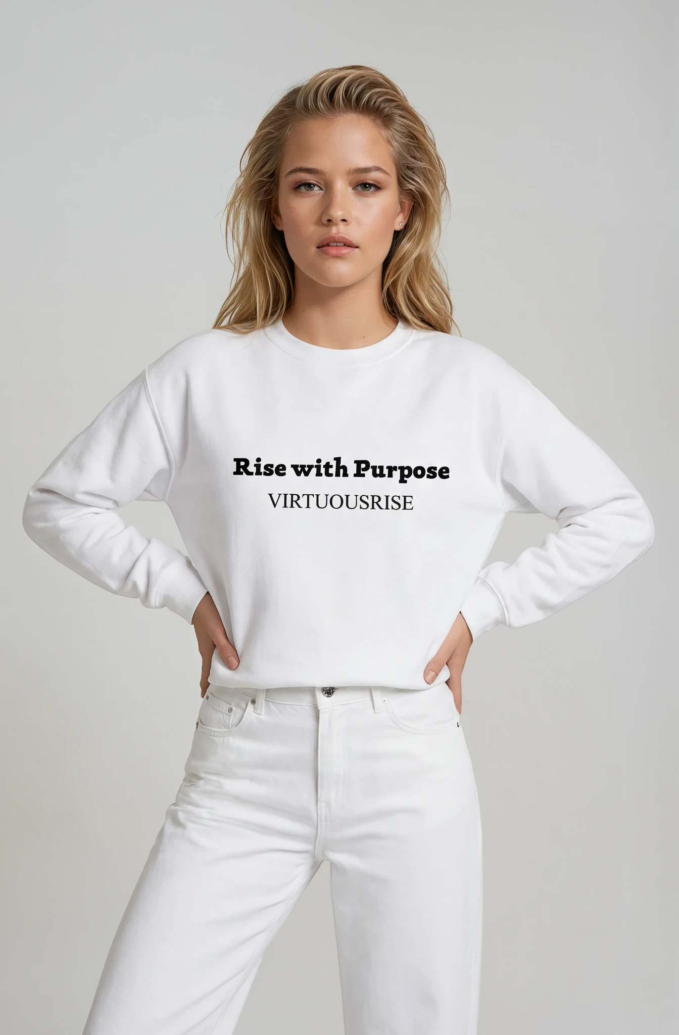 Rise With Purpose motivational streetwear sweatshirt by VirtuousRise