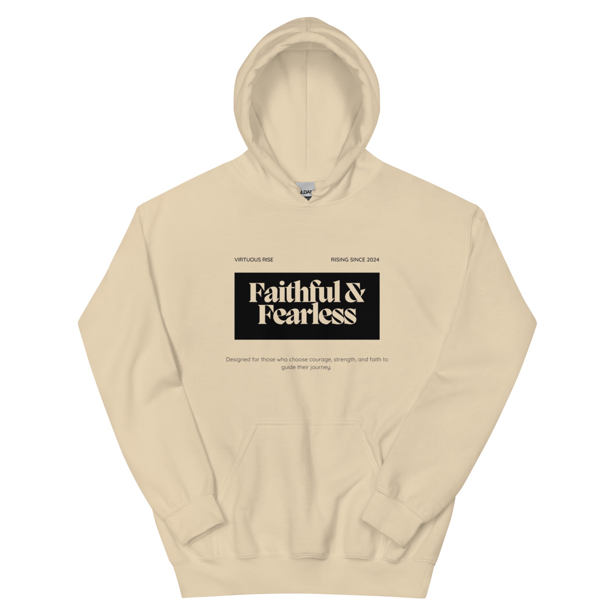 Faith inspired motivational streetwear hoodie VirtuousRise
