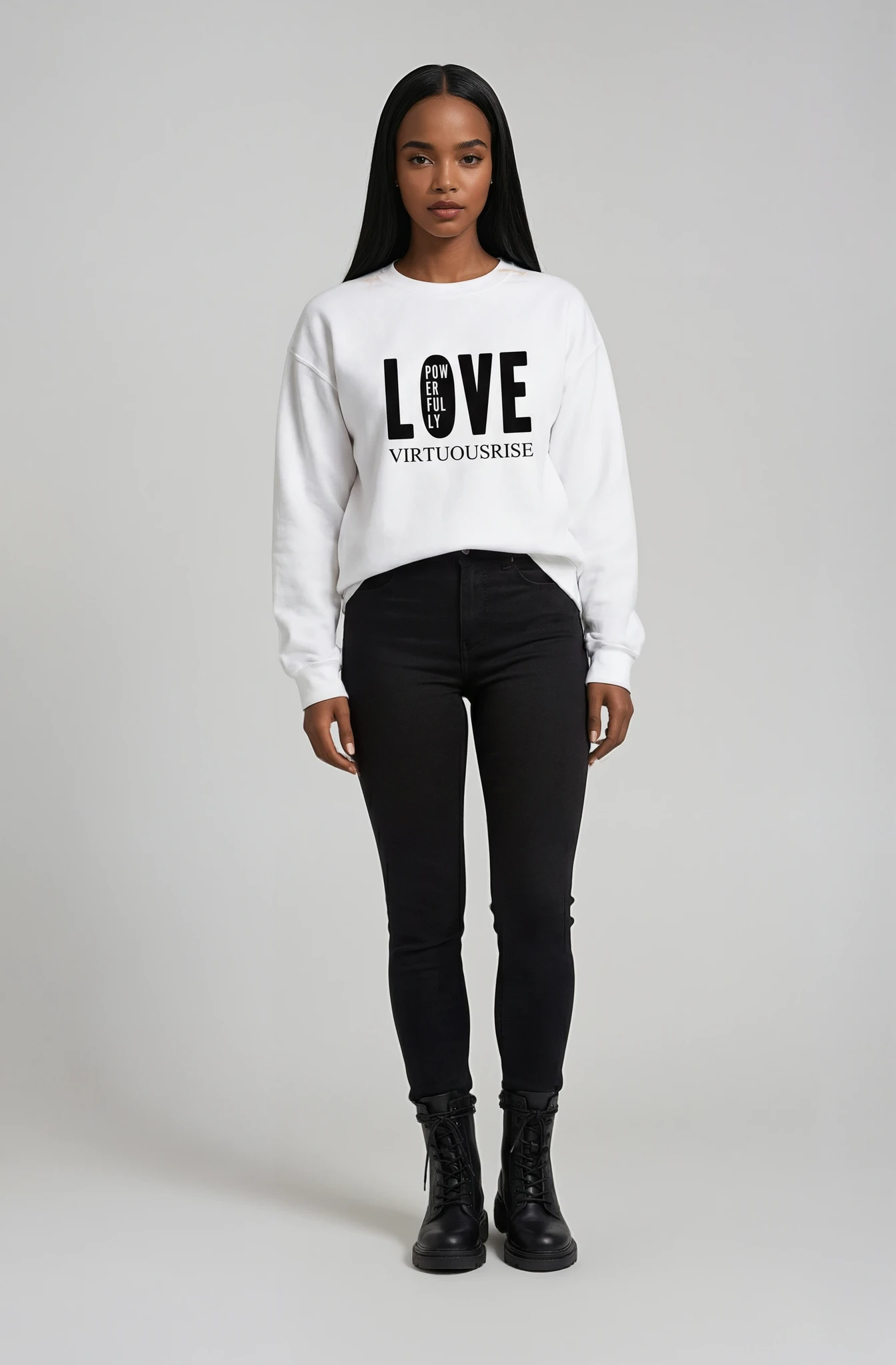 Love Powerfully motivational streetwear sweatshirt by VirtuousRise

