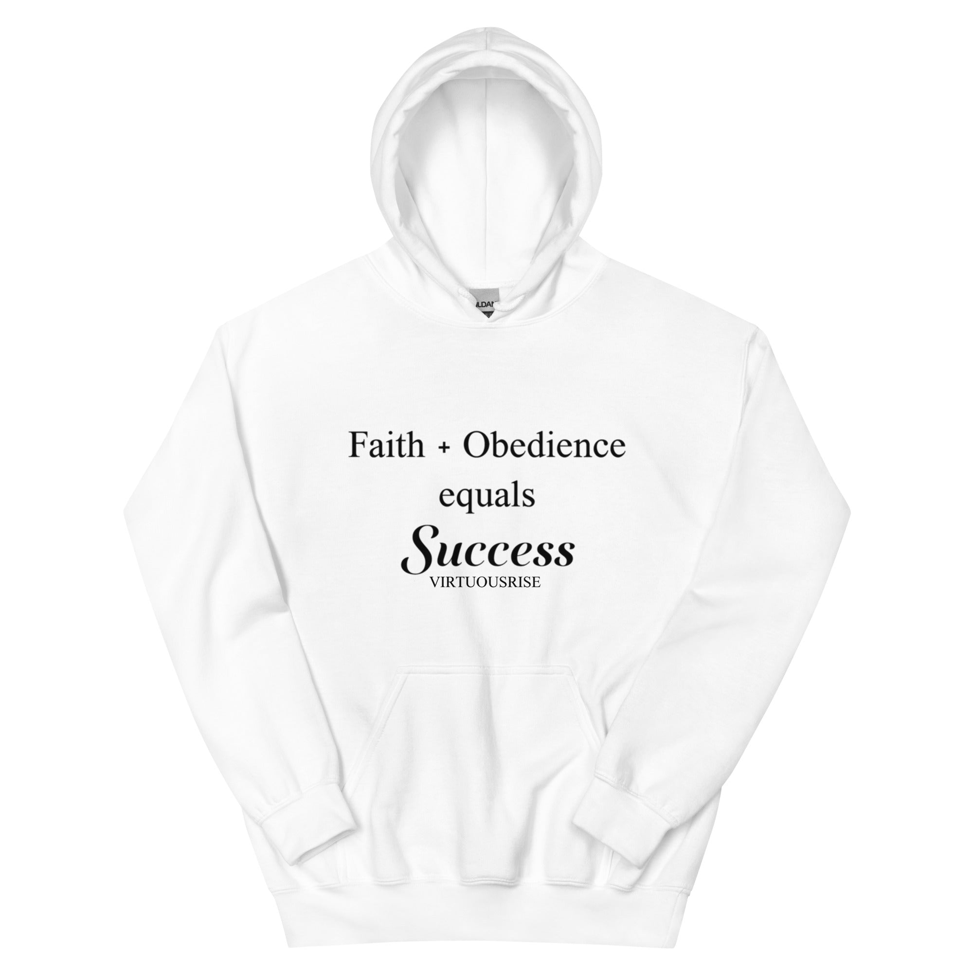 Motivational streetwear hoodie Faith Obedience Success VirtuousRise
