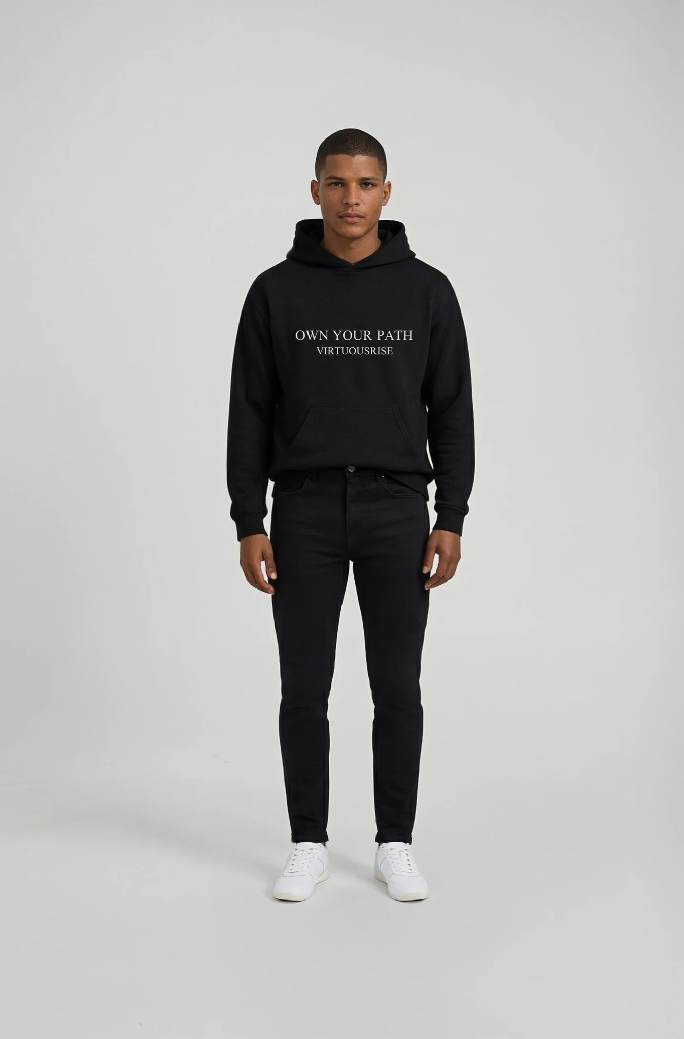 Own Your Path motivational streetwear hoodie by VirtuousRise - black
