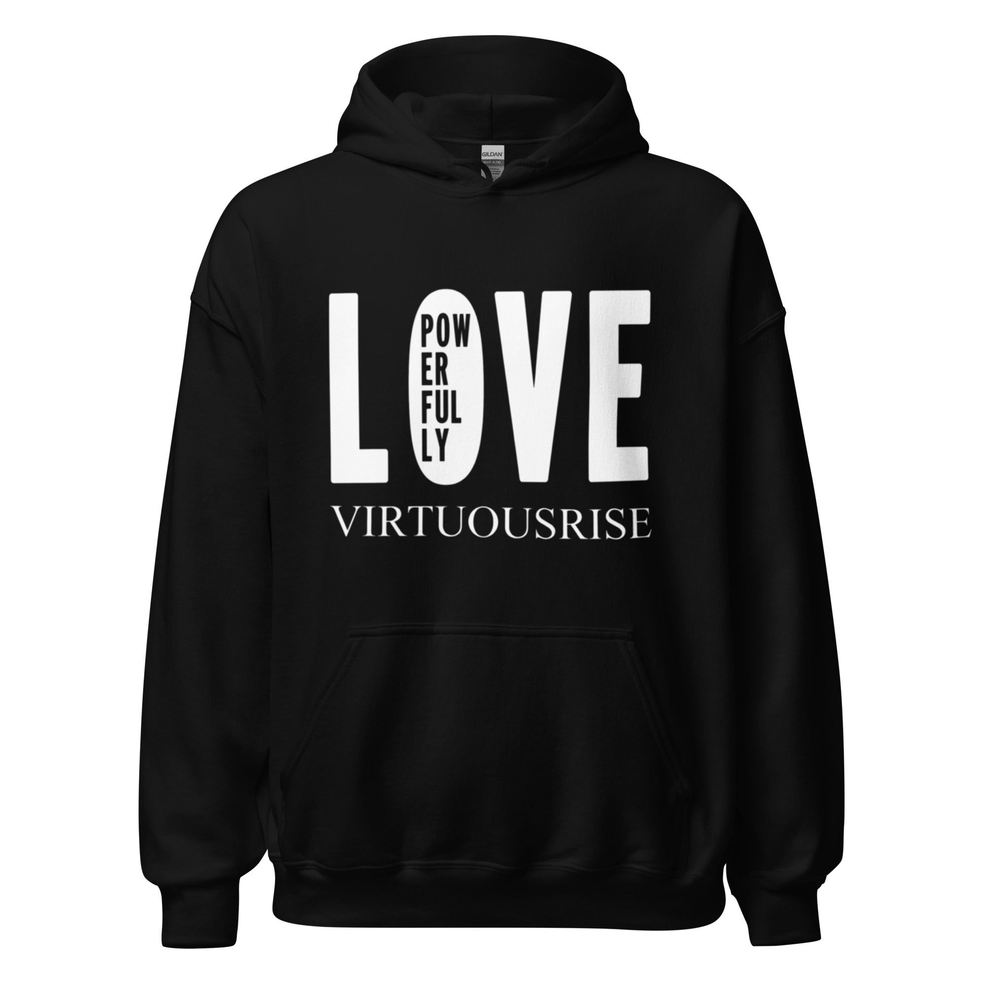 Premium motivational hoodie Love Powerfully VirtuousRise
