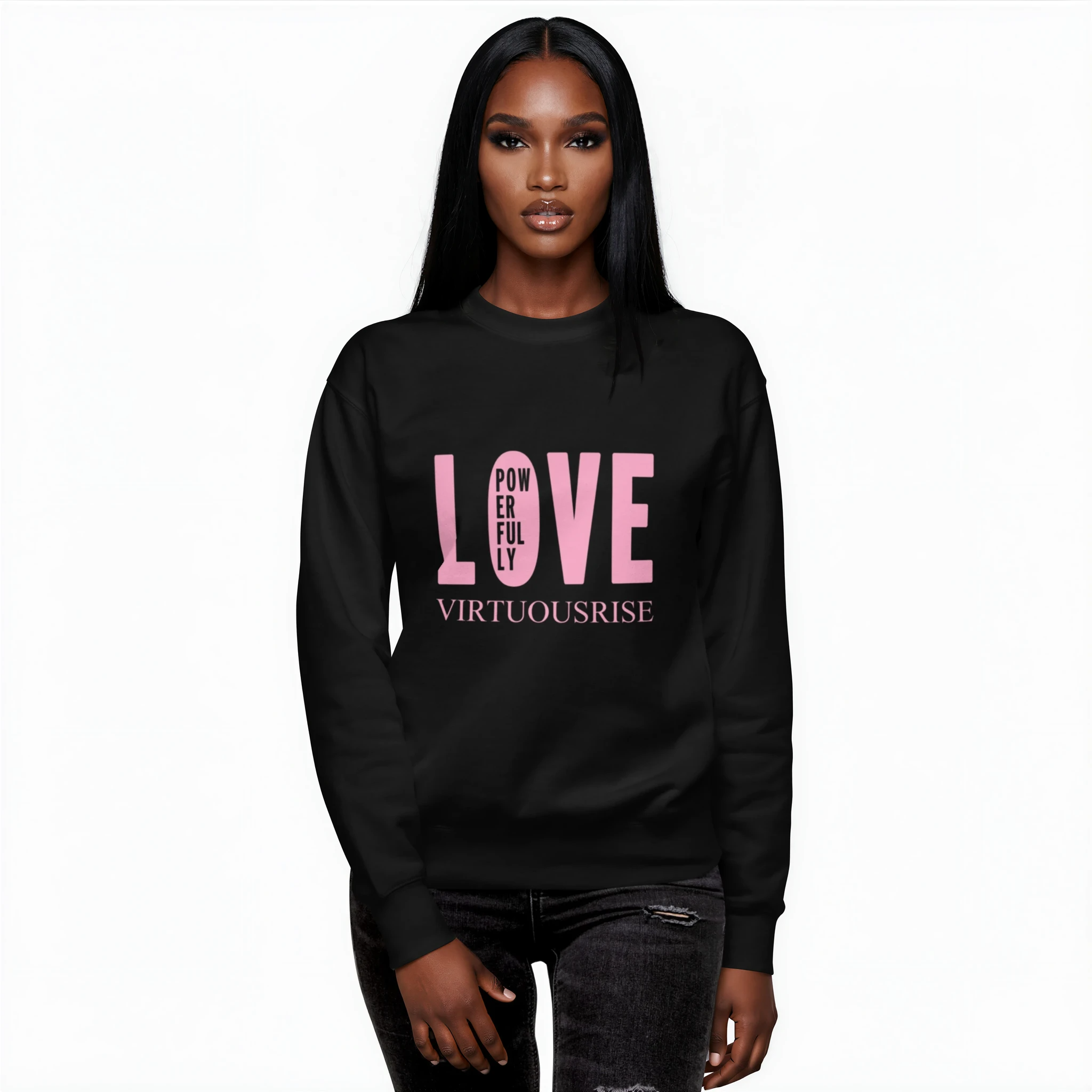 Love Powerfully Premium Crewneck Sweatshirt - VirtuousRise