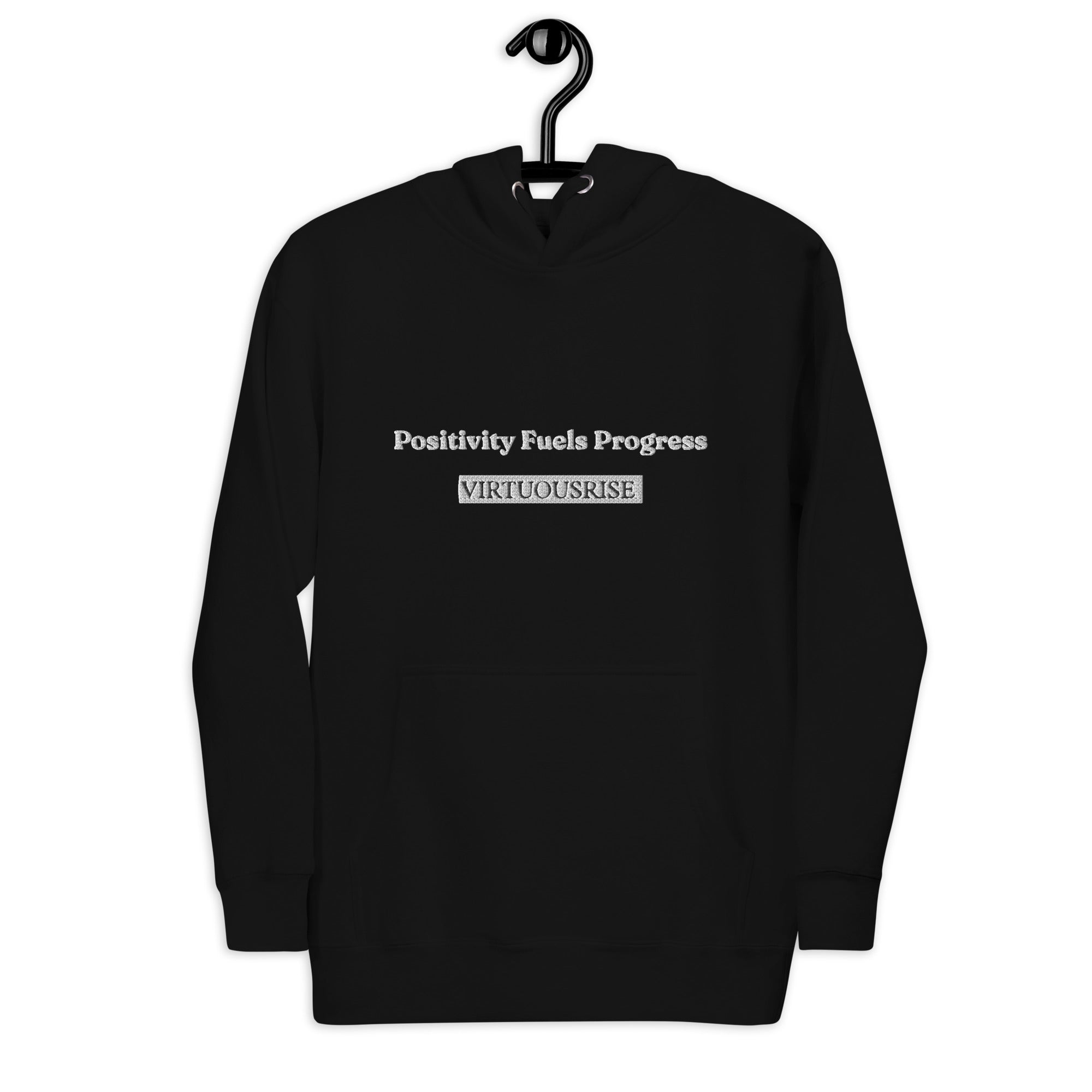 VirtuousRise Positivity Fuels Progress embroidered motivational hoodie
